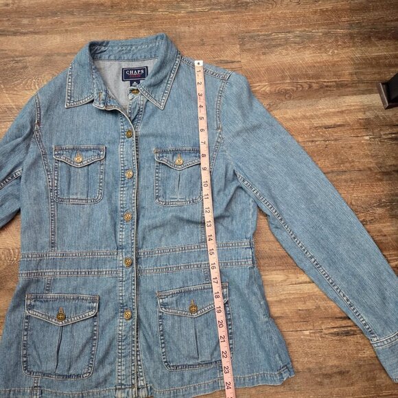 CHAPS DENIM LIGHTWEIGHT JACKET WITH FOUR POCKETS SIZE MEDIUM - Picture 13 of 15